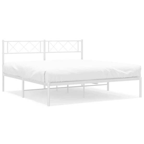 vidaXL Metal Bed Frame White Powder-Coated Steel 47.2 x 78.7 in