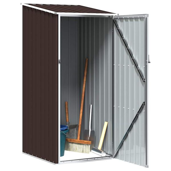 vidaXL Garden Shed Brown Galvanized Steel Medium Garden Shed
