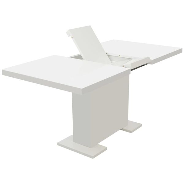 vidaXL Kitchen Table High gloss white MDF and Steel Extendable