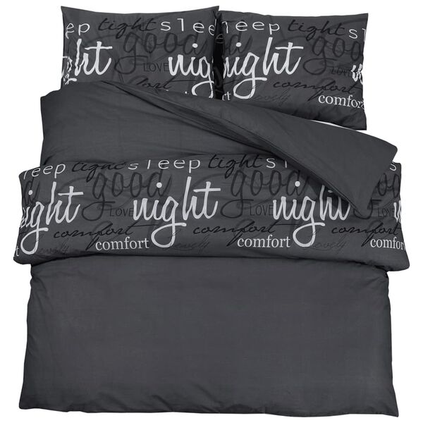 vidaXL Duvet Cover Set Set of 2 Black 100% Cotton 79x79 in Duvet Cover
