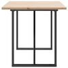 vidaXL Dining Table Natural Wood, Black Solid Pine Wood, Powder-Coated Steel
