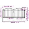 vidaXL Fence Gate Double Door with Arched Top Steel 157.5x78.7" Black
