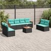 vidaXL 9 Piece Patio Sofa Set with Cushions Black Poly Rattan