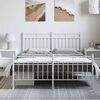 vidaXL Bed Frame White Powder-Coated Steel King Size Bed Frame