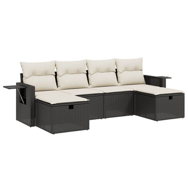 vidaXL Garden Sofa Set Black PE rattan, powder-coated steel, 100% polyester