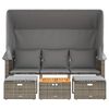 vidaXL Garden Sofa Grey PE rattan 3-seater Retractable Outdoor Sofa