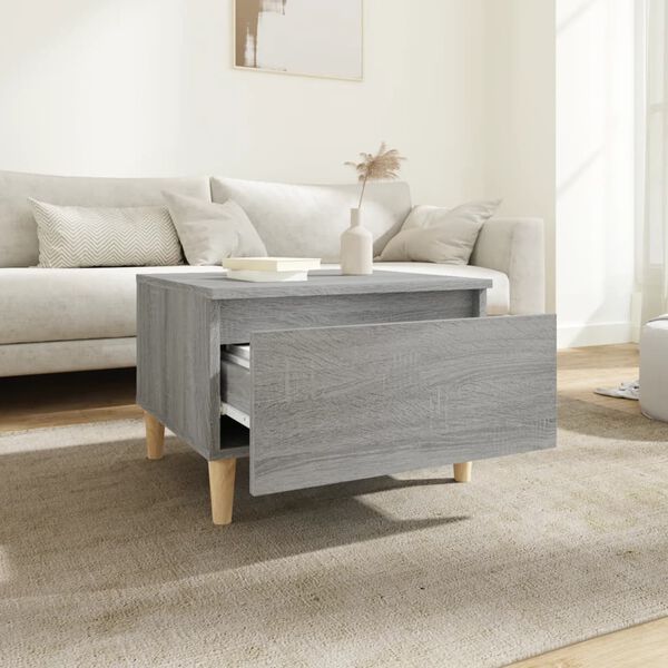 vidaXL Side Table Grey Sonoma Engineered wood, Solid eucalyptus wood