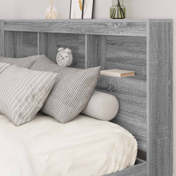 vidaXL Storage Headboard Grey Sonoma 62.99 in Engineered Wood