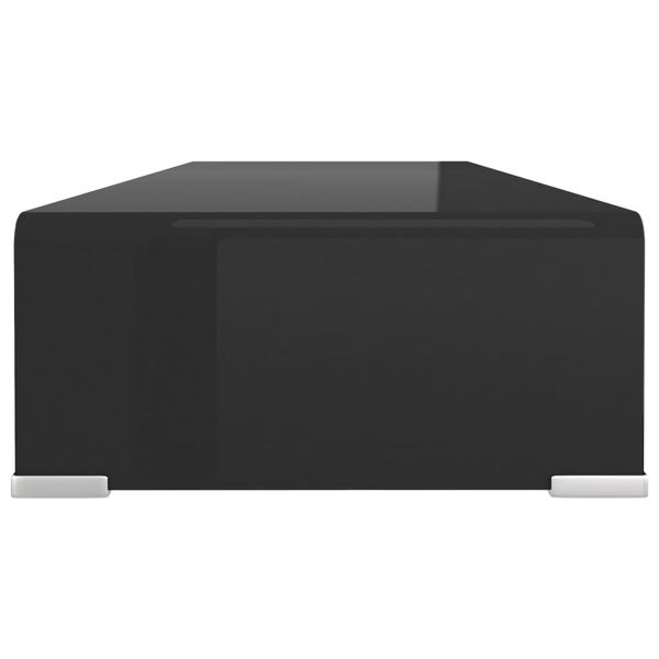 vidaXL TV Stand Black Tempered glass 31.5 in x 11.8 in x 5.1 in Sleek