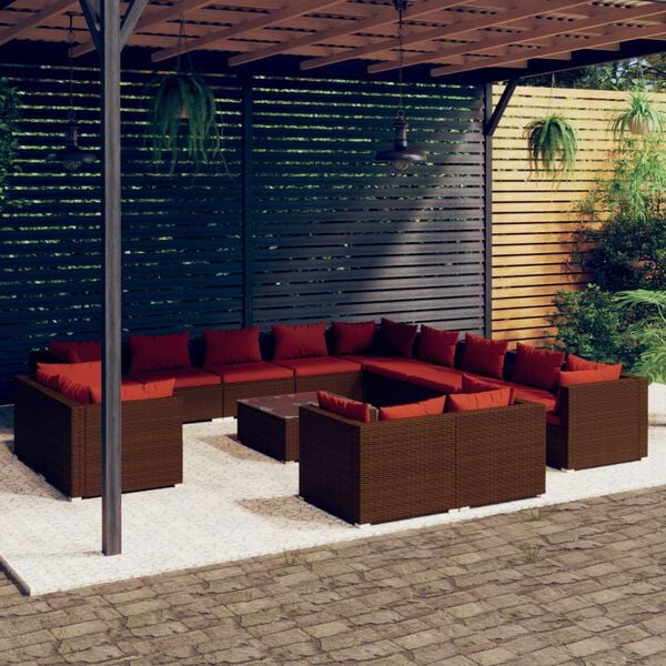 vidaXL Garden Lounge Set Brown, Cinnamon Red