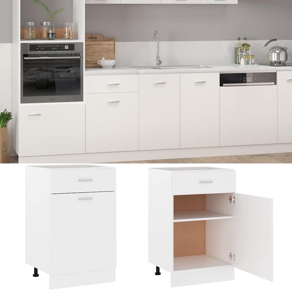 vidaXL Drawer Bottom Cabinet White Engineered wood Kitchen Cabinet