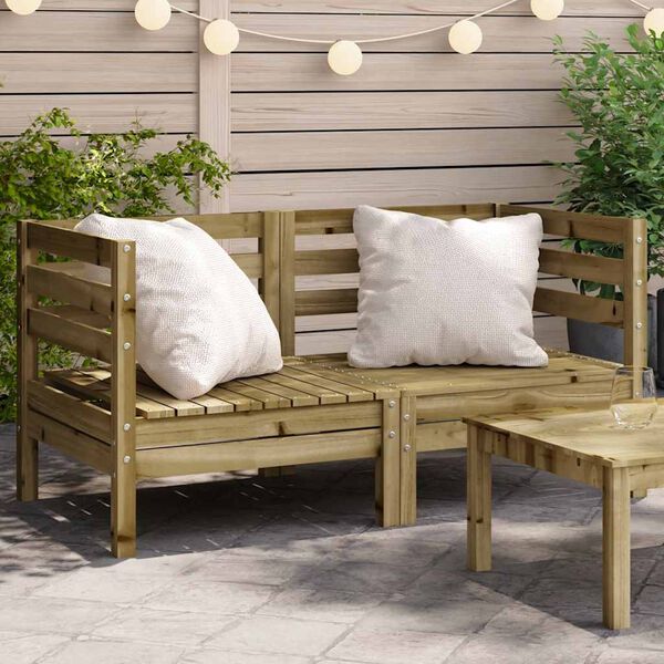 vidaXL Garden Sofa Set of 2 Natural Wood Treated pinewood Medium