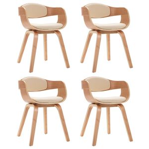 vidaXL Dining Chair Set of 4 Cream Faux leather Standard Ergonomic