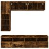 vidaXL 7 Piece TV Wall Stand Set with LED Lights Smoked Oak