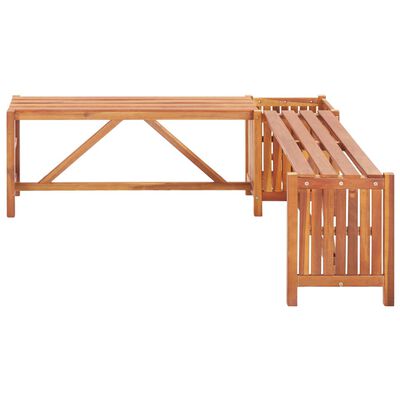 vidaXL Patio Corner Bench with Planter 46"x46"x15.7" Solid Acacia Wood