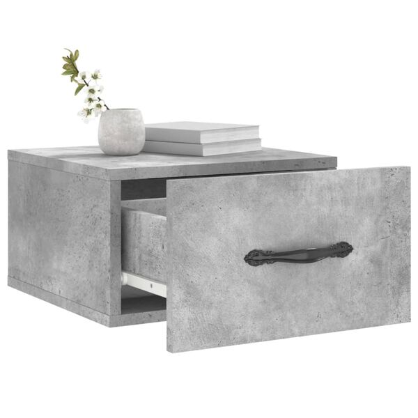 vidaXL Wall-mounted Bedside Cabinet Concrete Gray Engineered wood