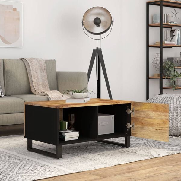 vidaXL Coffee Table Natural wood and black