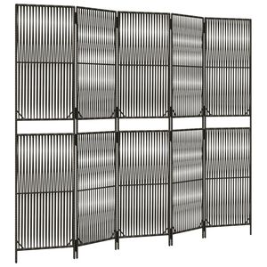 vidaXL Room Divider 5 Panels Gray Poly Rattan