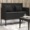 vidaXL Garden Bench Black PE rattan Garden Bench Rectangular Modern