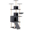 vidaXL Cat Tree Dark Grey Engineered wood, plush, sisal Height of 69 in.