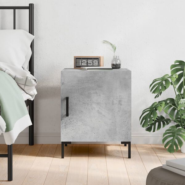 vidaXL Bedside Cabinet Concrete Grey Engineered Wood, Iron
