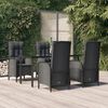 vidaXL Garden Dining Set Black Poly Rattan Medium Adjustable Armrests