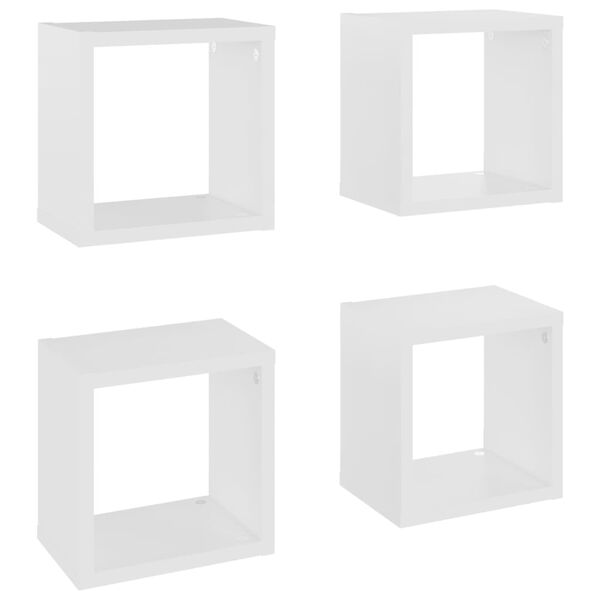 vidaXL Cube Shelf Set of 4 White Engineered wood 8.7x5.9x8.7 in