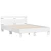 vidaXL Bed Frame with LED White 53.94 x 74.80 in Engineered Wood