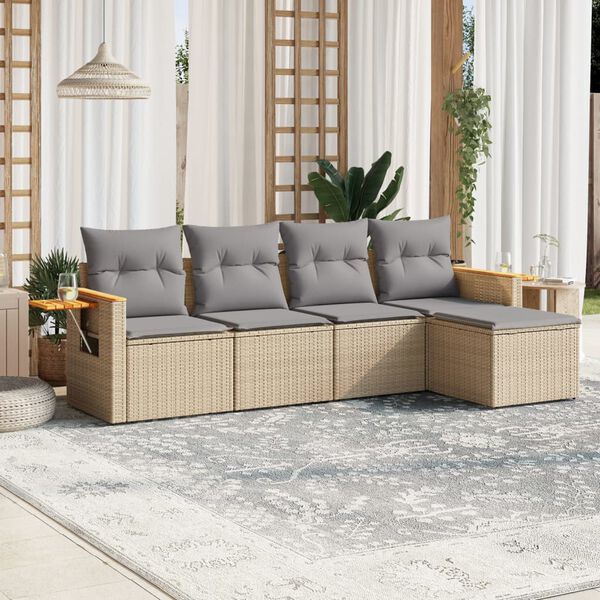 vidaXL Garden Sofa Set Beige, Light grey