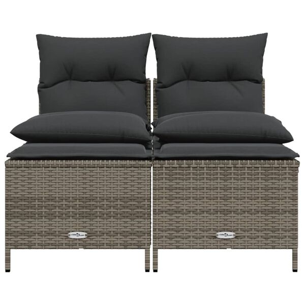 vidaXL Garden Sofa Set Grey Poly rattan Medium Removable Covers