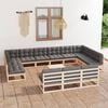 vidaXL Garden Lounge Set Natural wood, Grey