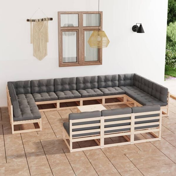 vidaXL Garden Lounge Set Natural wood, Grey