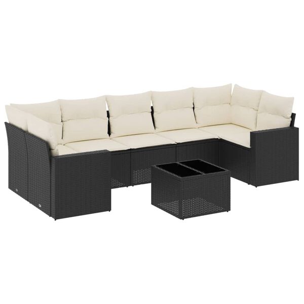 vidaXL Garden Sofa Set Black, Cream White