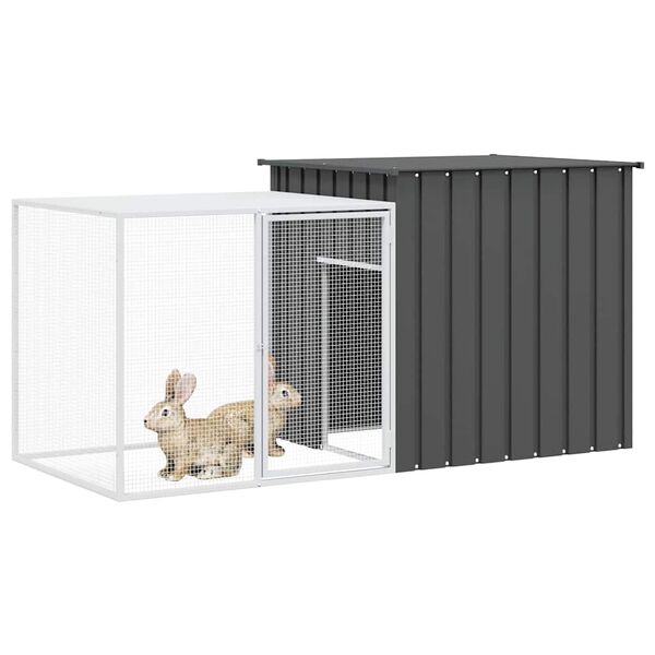 vidaXL Rabbit Cage Anthracite Galvanized steel 78.7x35.8x39.4 in