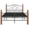 vidaXL Bed Frame Black and natural oak Powder-coated metal, solid oak wood