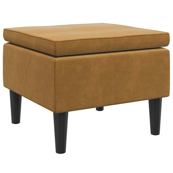 vidaXL Stool Brown Velvet (100% polyester), rubber wood Compact Footrest