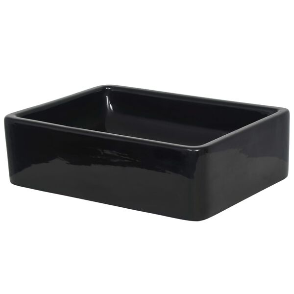 vidaXL Basin Ceramic Rectangular Black 16.1x11.8x4.7"