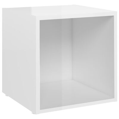 vidaXL 8 Piece TV Stand Set High Gloss White Engineered Wood