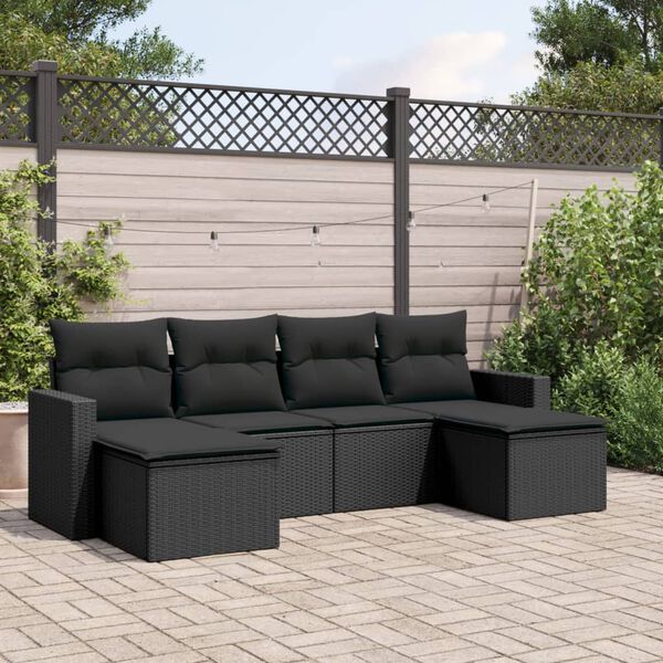 vidaXL Garden Sofa Set Black PE Rattan Medium Modular Garden Sofa Set