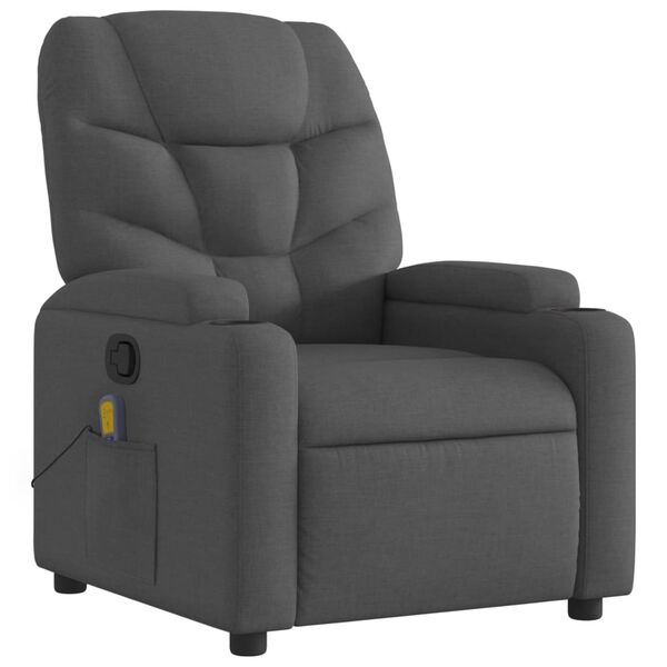 vidaXL Massage Recliner Chair Dark Grey Polyester, Metal, Plywood Medium