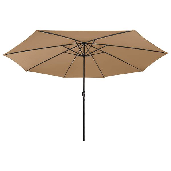 vidaXL Garden Parasol with LED Lights and Metal Pole 157.5" Taupe