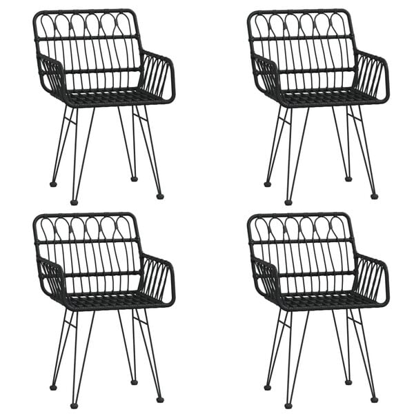 vidaXL Garden Dining Set Black Poly Rattan Standard Durable