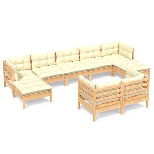 vidaXL Garden Lounge Set Cream Solid pinewood, fabric (100% polyester)