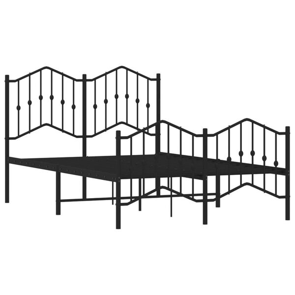 vidaXL Bed Frame Black Powder-Coated Steel 47.2 x 78.7 in Bed Frame