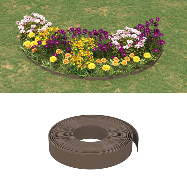 vidaXL Garden Edgings 5 pcs Brown 32.8' 3.9" Polyethylene