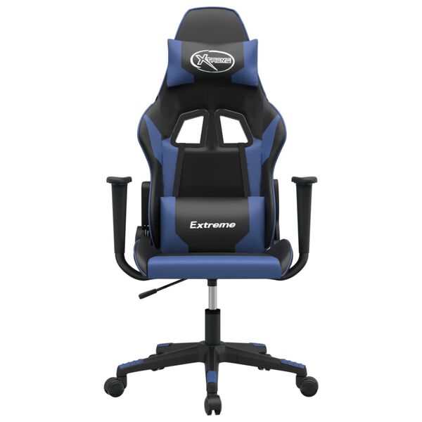 vidaXL Gaming Chair Black and Blue Faux Leather, Metal, Plywood, Foam