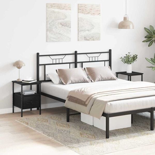 vidaXL Bedside Cabinet 2 pcs Black Oak 13.39 x 14.17 x 19.69 in