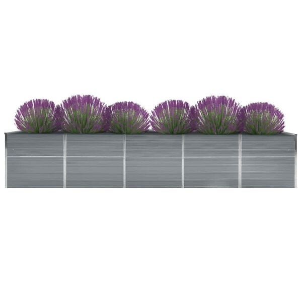 vidaXL Raised Bed Grey Galvanized Steel 157.5 x 31.5 x 30.3 in