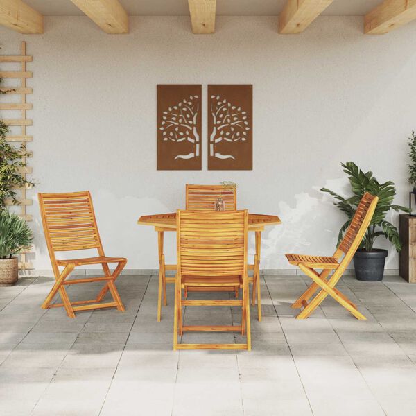 vidaXL Garden Dining Set Folding 5 pcs Brown solid acacia wood