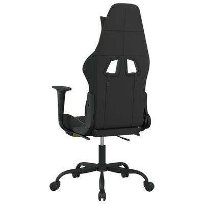 vidaXL Massage Gaming Chair with Footrest Black and Light Green Fabric